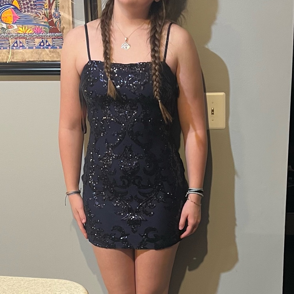 Elegant blue Sequin Dress